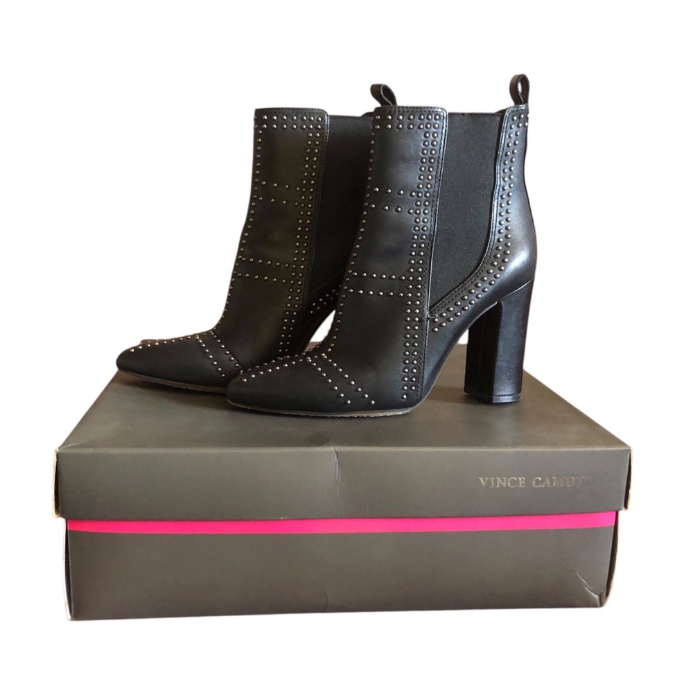 Vince Camuto Basila Black Soft Leather Heel Women Boots Size 5.5 - Picture 2 of 10